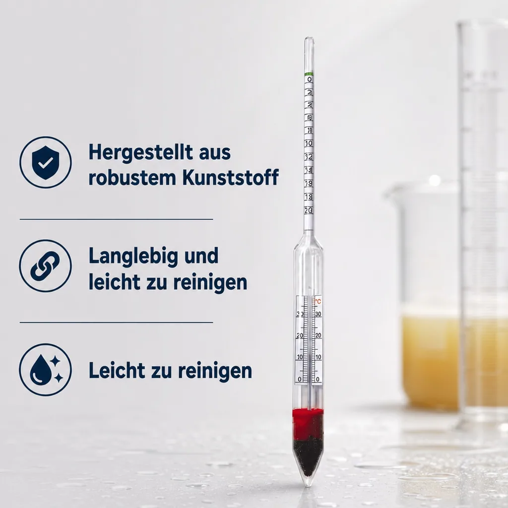 Aräometer, Dichtemesser, Bierwürzespindel - BREWFERM, 0-10 plato + Thermometer