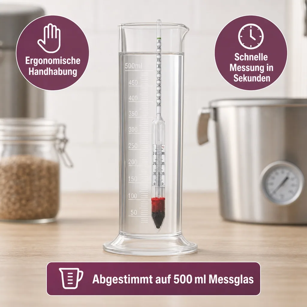 Aräometer, Dichtemesser, Bierwürzespindel - BREWFERM, 0-10 plato + Thermometer