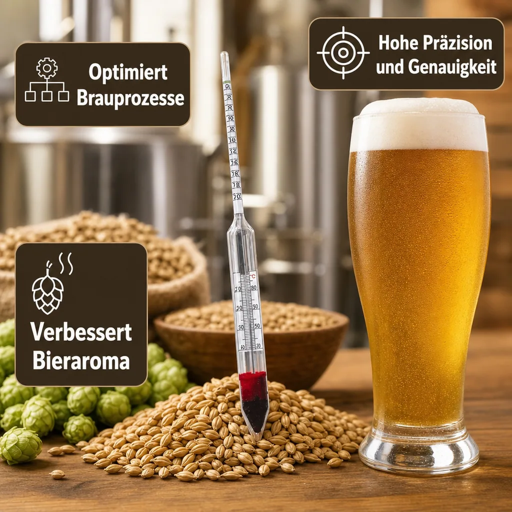 Bierwürzespindel BREWFERM (10-20 Plato) mit Thermometer - Präzise Dichtemessung für Bier & Würze