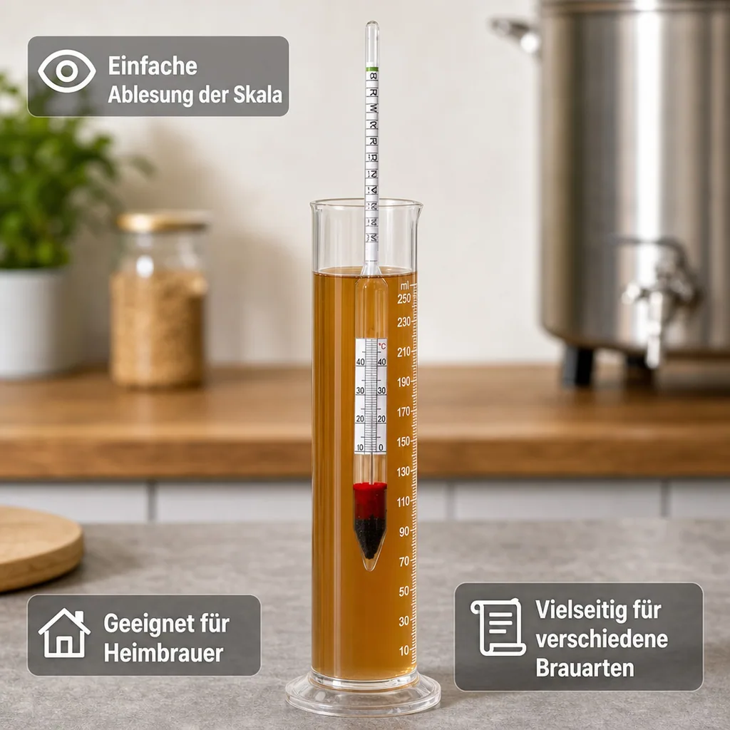 Bierwürzespindel BREWFERM (10-20 Plato) mit Thermometer - Präzise Dichtemessung für Bier & Würze