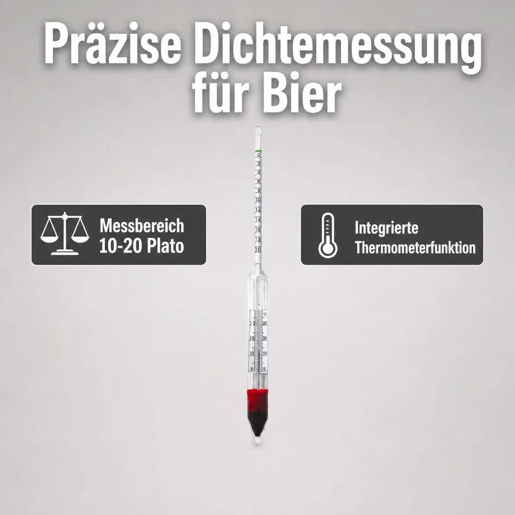 Bierwürzespindel BREWFERM (10-20 Plato) mit Thermometer - Präzise Dichtemessung für Bier & Würze