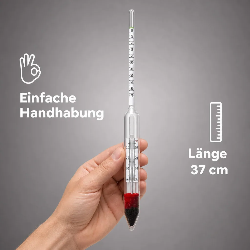 Bierwürzespindel BREWFERM (10-20 Plato) mit Thermometer - Präzise Dichtemessung für Bier & Würze