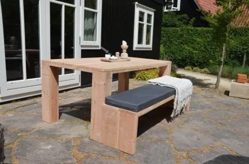 Gartenbank Douglas Holz 180 cm inkl. Wasser- und schmutzabweisendem Kissen Anthrazit