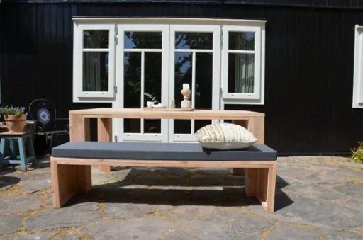 Gartenbank Douglas Holz 180 cm inkl. Wasser- und schmutzabweisendem Kissen Anthrazit