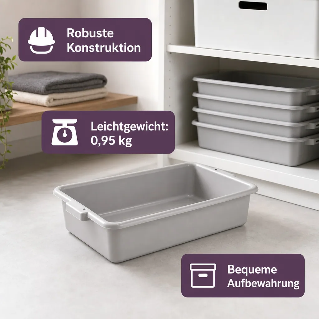 Spülschüssel, Geschirrwanne mit Griffmulden - für Gastronomie & Catering: 51x40x13cm