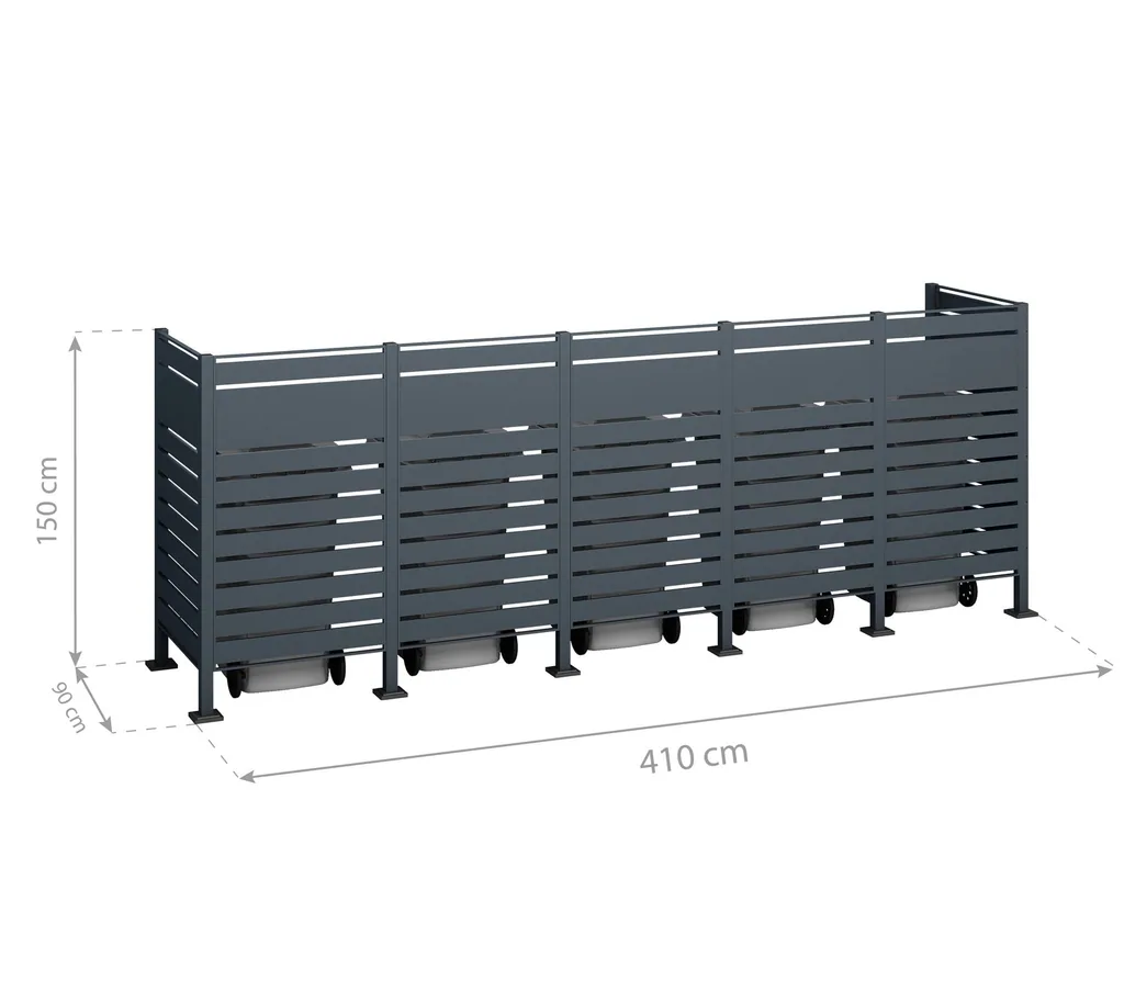 Westmann Mülltonnenverkleidung Planum 5er 150 cm anthrazit (5× 240 L)