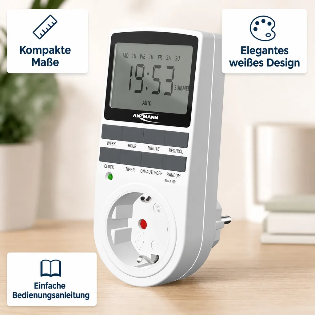 Digitale Wochen - Zeitschaltuhr mit 10 EIN- / AUS-Schaltmöglichkeiten pro Tag