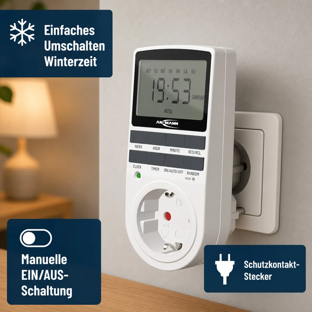Digitale Wochen - Zeitschaltuhr mit 10 EIN- / AUS-Schaltmöglichkeiten pro Tag