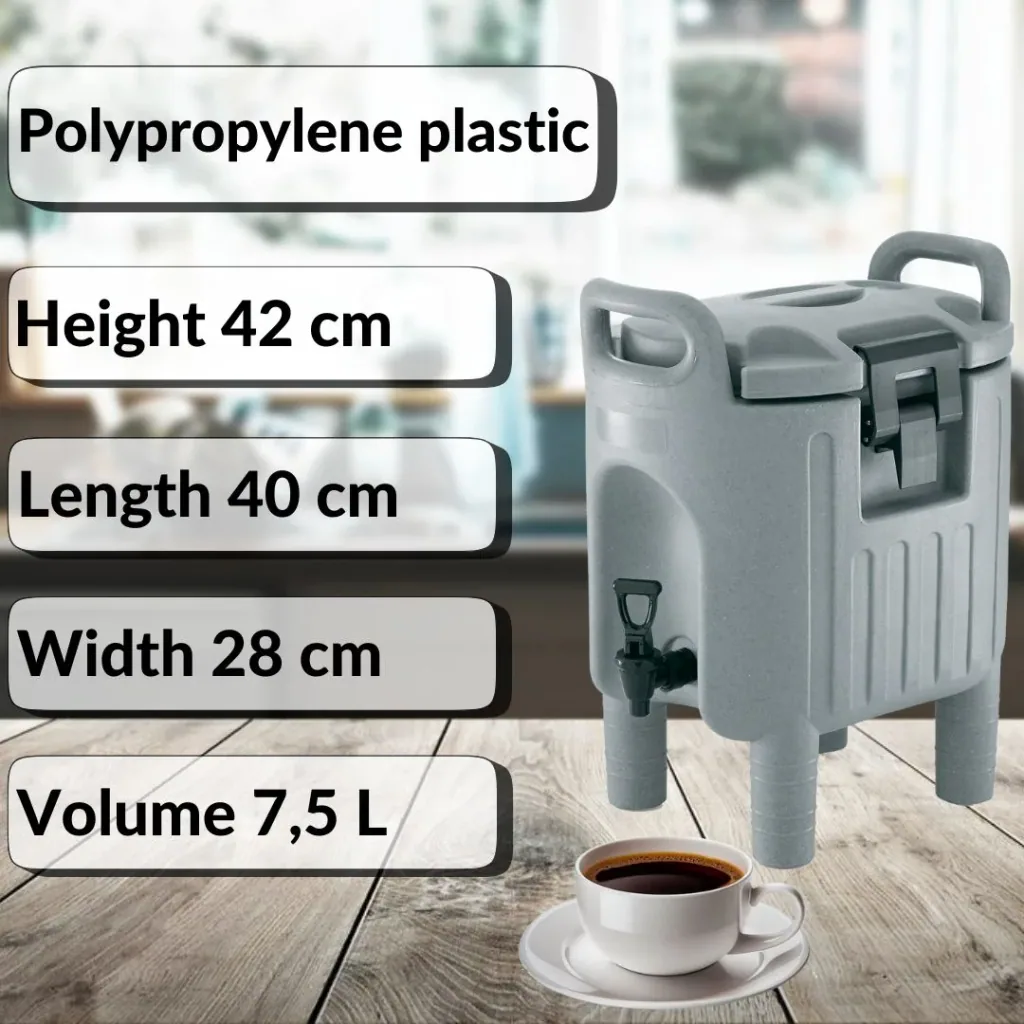 Thermobehälter, Thermogetränkebehälter, Getränkebehälter mit Zapfhahn - Grau, 7,5L