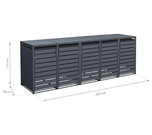 Westmann Mülltonnenbox 5-fach mit Deckel, Anthrazit