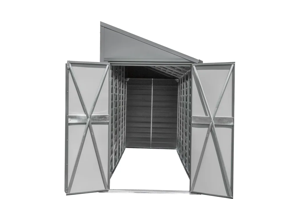 Spacemaker Gerätehaus Anlehnhaus 47 203×124×208 cm Grau – Pultdach & Doppeltür, verzinkter Stahl
