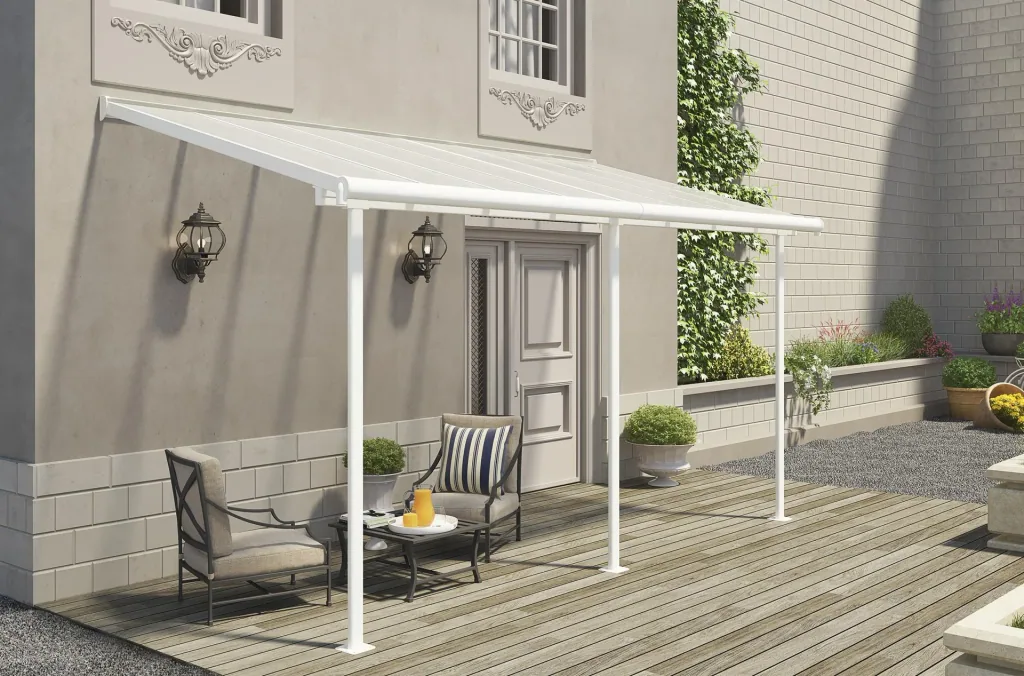 Palram Sierra Terrassenüberdachung 447 × 228 cm Weiß – Aluminium mit 6 mm Polycarbonat