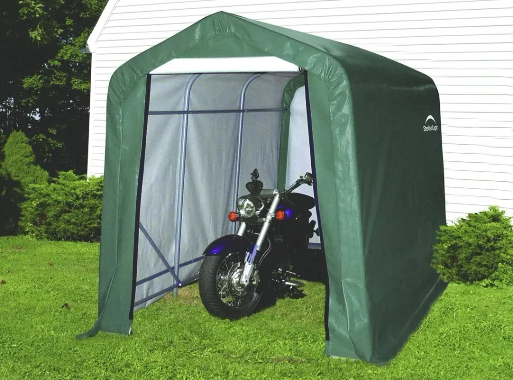 ShelterLogic Folien-Gerätehaus / Zeltgarage 1,8 × 1,8 m Grün – wetterfeste PE-Plane, 3,24 m²