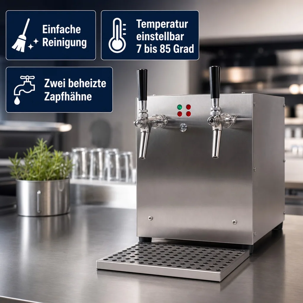 Glühweinzapfanlage, Getränke-Durchlauferhitzer 3kW , 2-leitig, mit elektrischer Pumpe, Edelstahl-Gehäuse