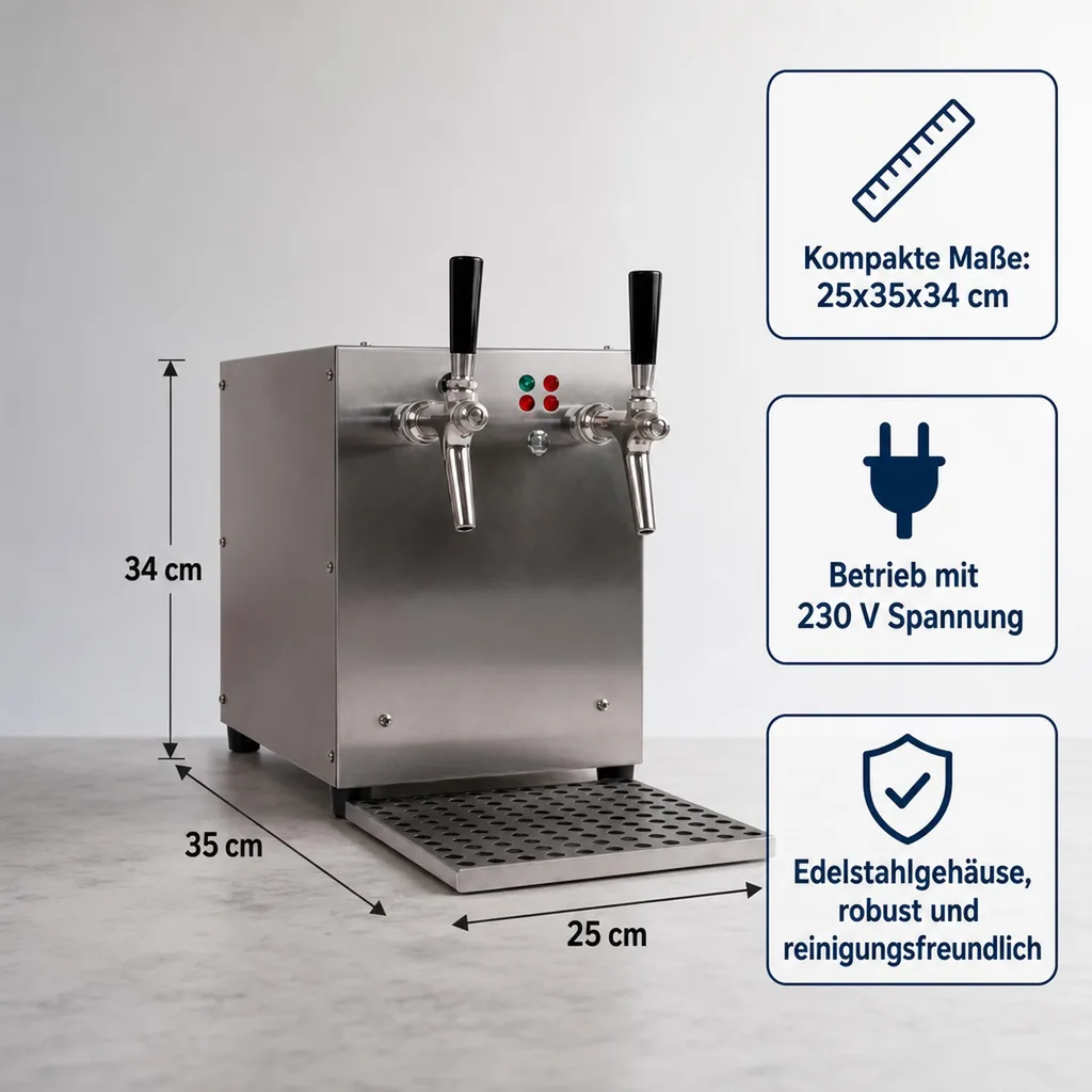 Glühweinzapfanlage, Getränke-Durchlauferhitzer 3kW , 2-leitig, mit elektrischer Pumpe, Edelstahl-Gehäuse