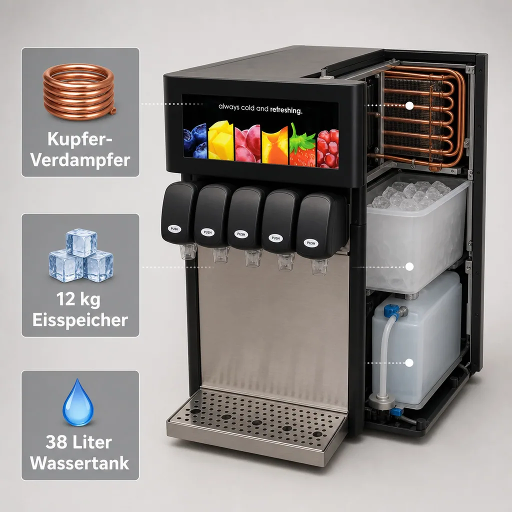Wassersprudler, Wasserspender, Postmixanlage Omega 5, Oberthekengerät