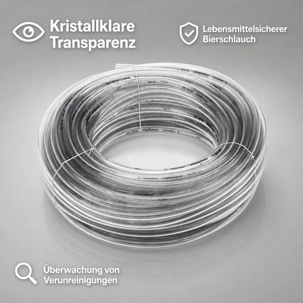 Bierschlauch, Bierleitung - Meterware, Weich, Glasklar - 10mm