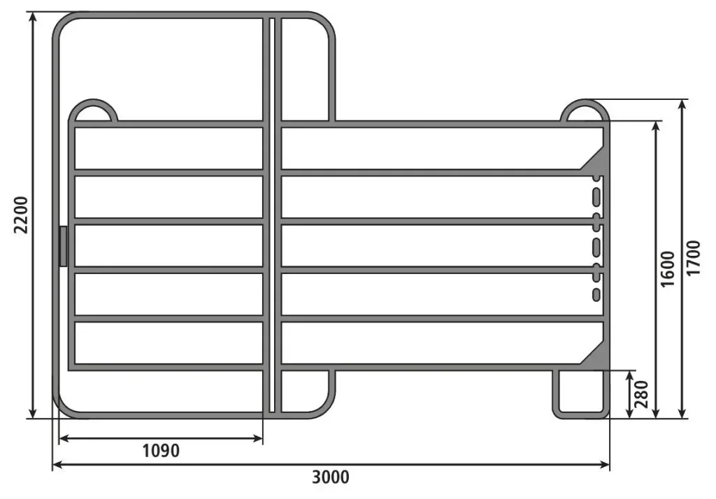 Weidepanel - Zaunelement mit Tor, 3,0 m Länge, Gesamthöhe 2,2 m