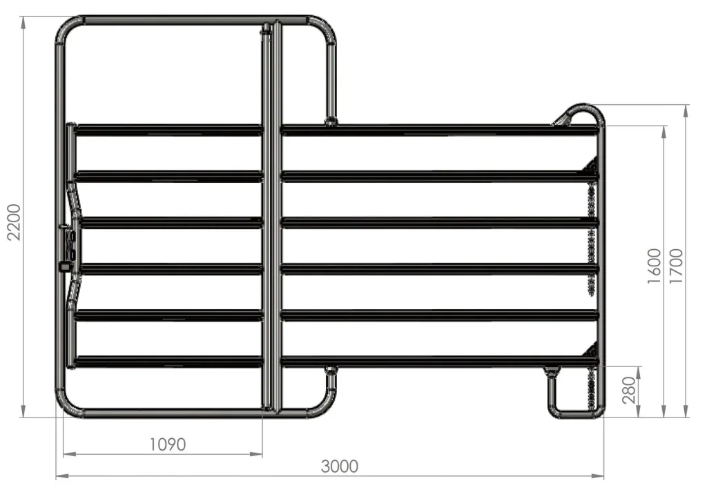 Weidepanel - Zaunelement mit Tor, 3,0 m Länge, Gesamthöhe 2,2 m