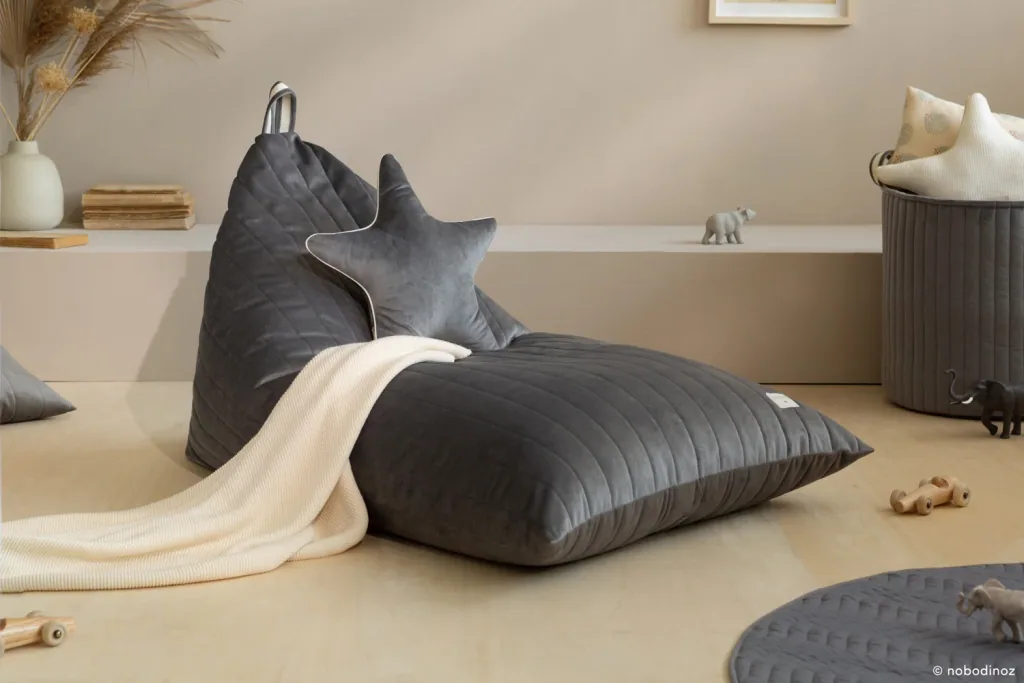 Nobodinoz Sitzsack "Essaouira" Samt schiefergrau