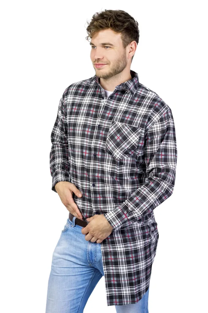 Flanell Arbeitshemd, extralang, Gr. 49/50, farblich sortiert