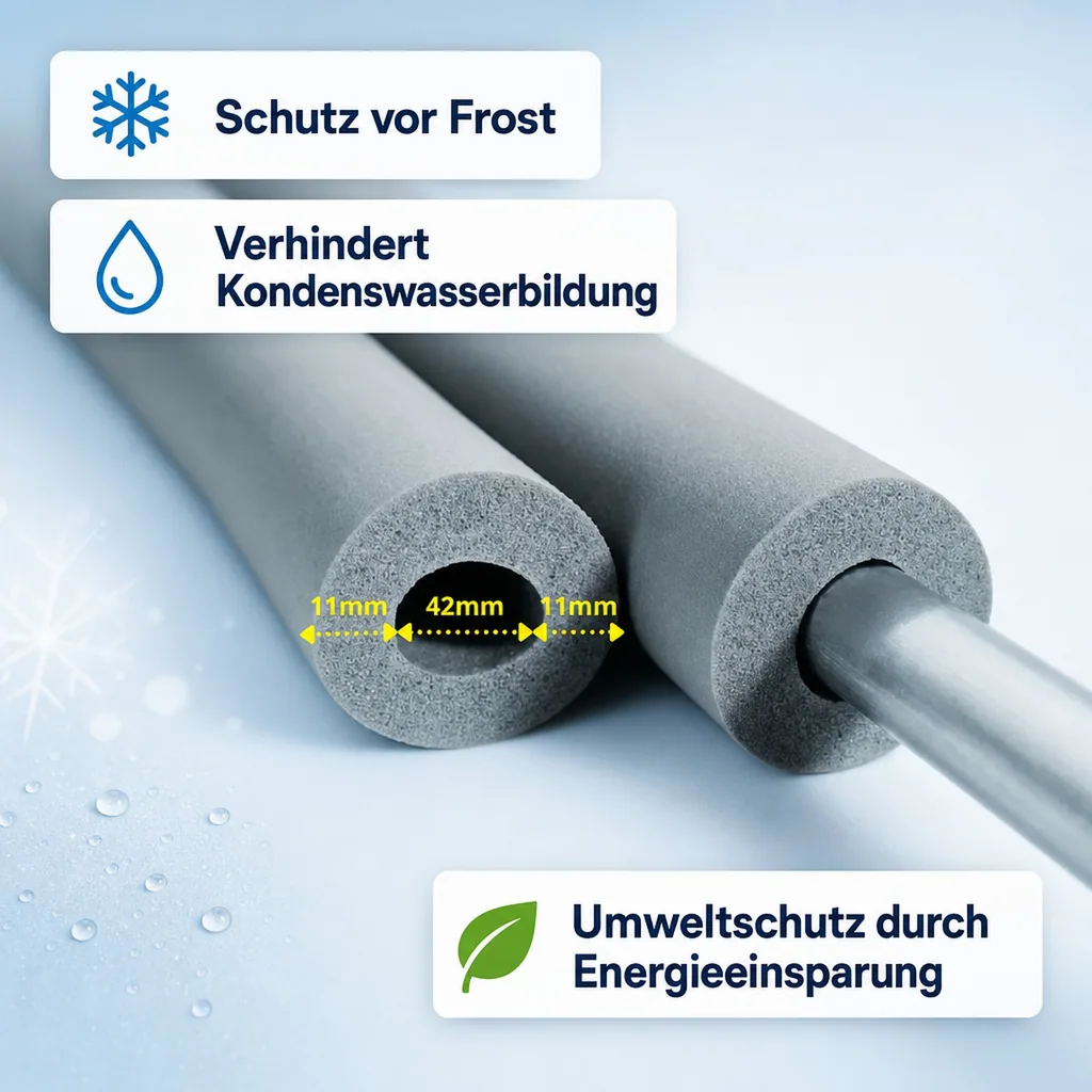 Rohrisolierung, Kautschuk, 42mm, 10mm, 2m, Heizungsrohrisolierung