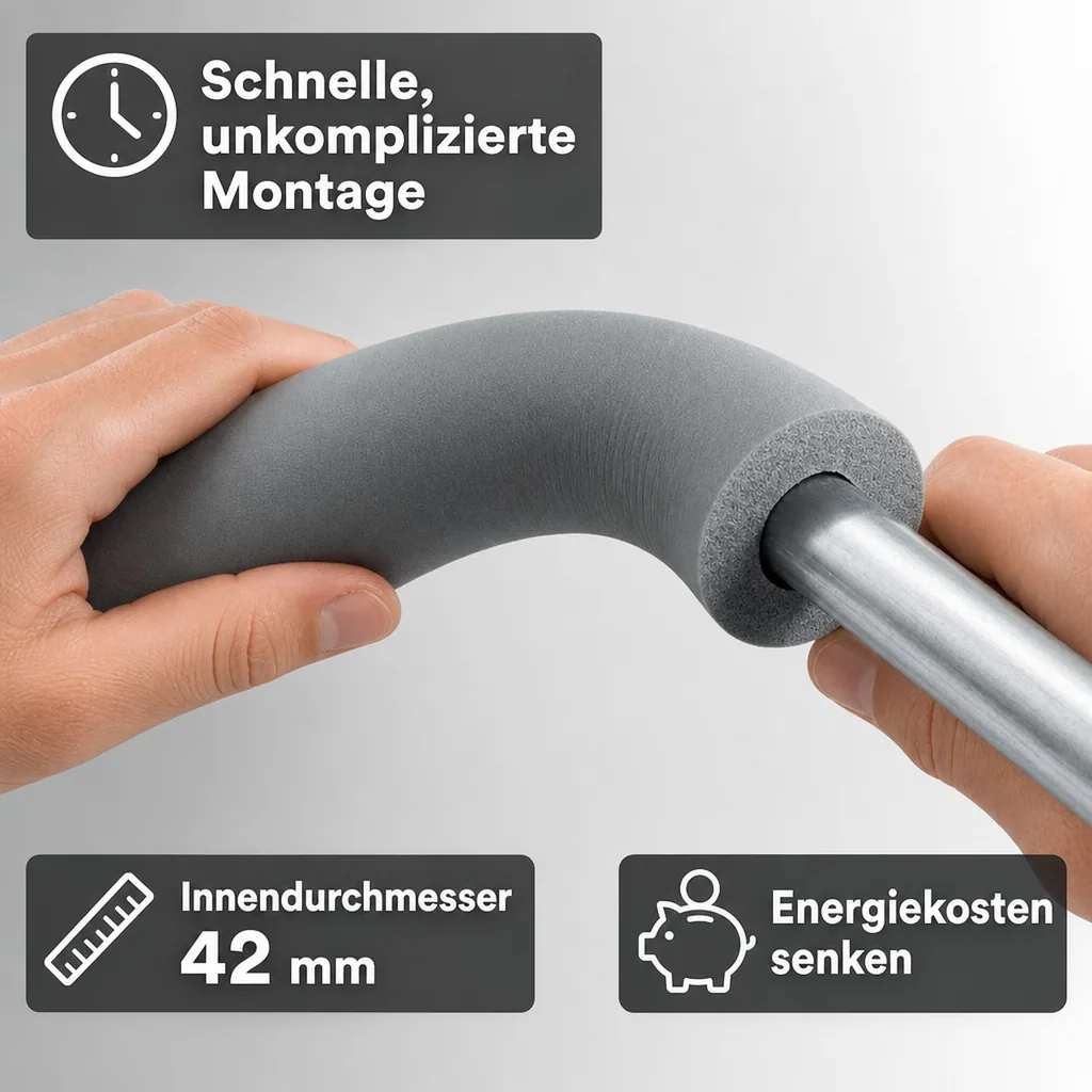 Rohrisolierung, Kautschuk, 42mm, 10mm, 2m, Heizungsrohrisolierung