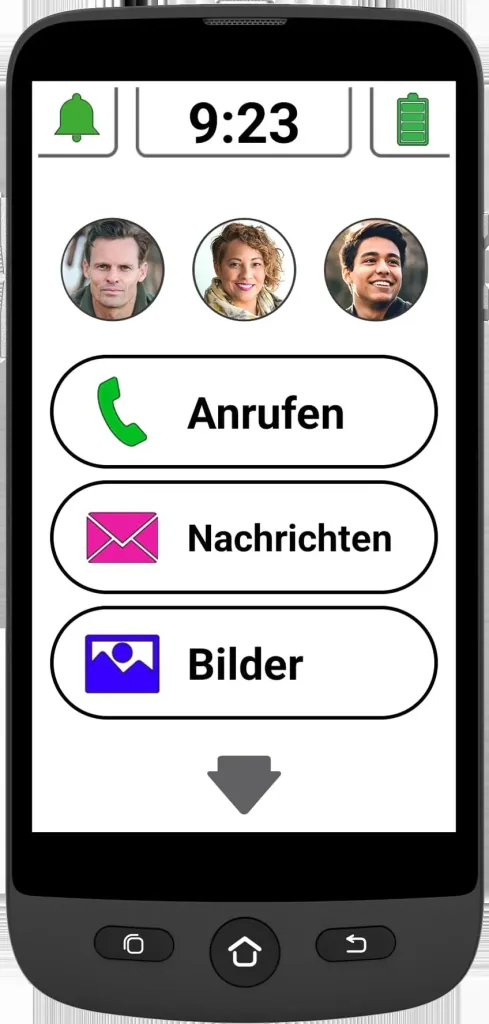 Senioren Smartphone M510-C mit Ladeschale, SOS Armband und Schutzhülle