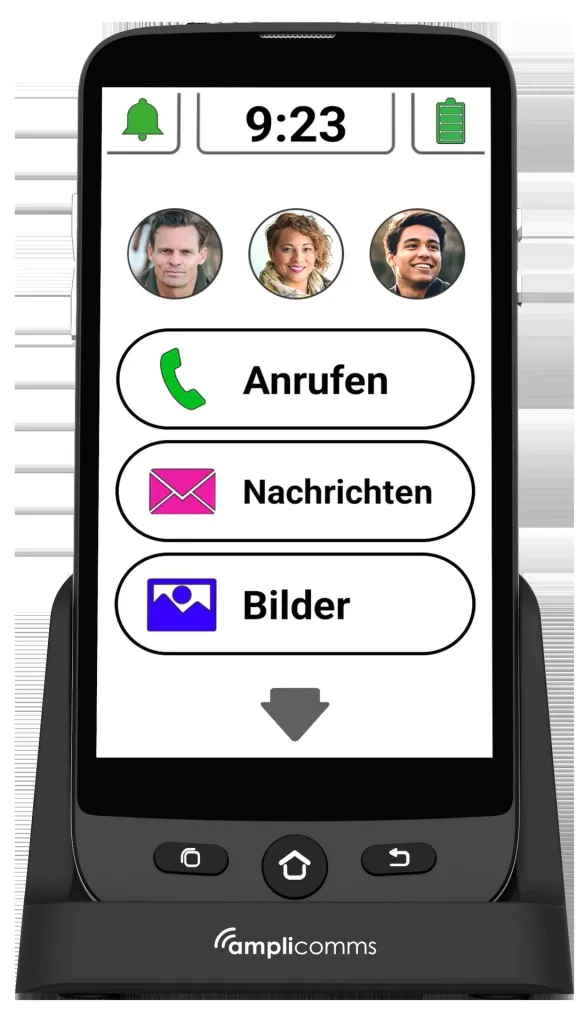 Senioren Smartphone M510-C mit Ladeschale, SOS Armband und Schutzhülle