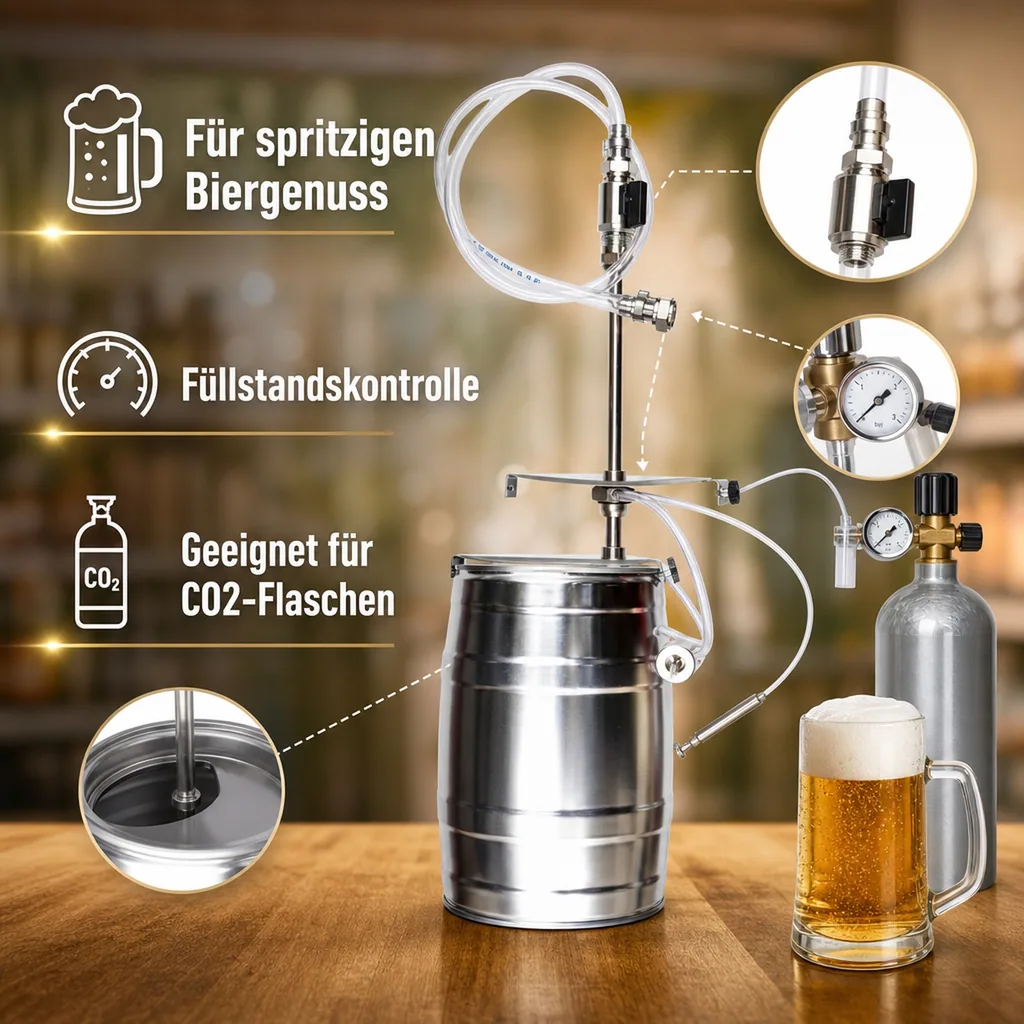 Füllgerät für 5-Liter-Partyfass - Bier umfüllen mit Gegendruck & ohne Kohlensäureverlust