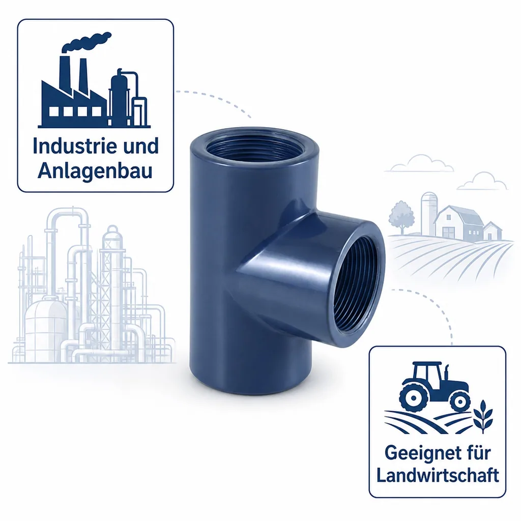 PVC Fitting, T-Stück 3/4 Zoll, Klebefitting, Rohrverbinder