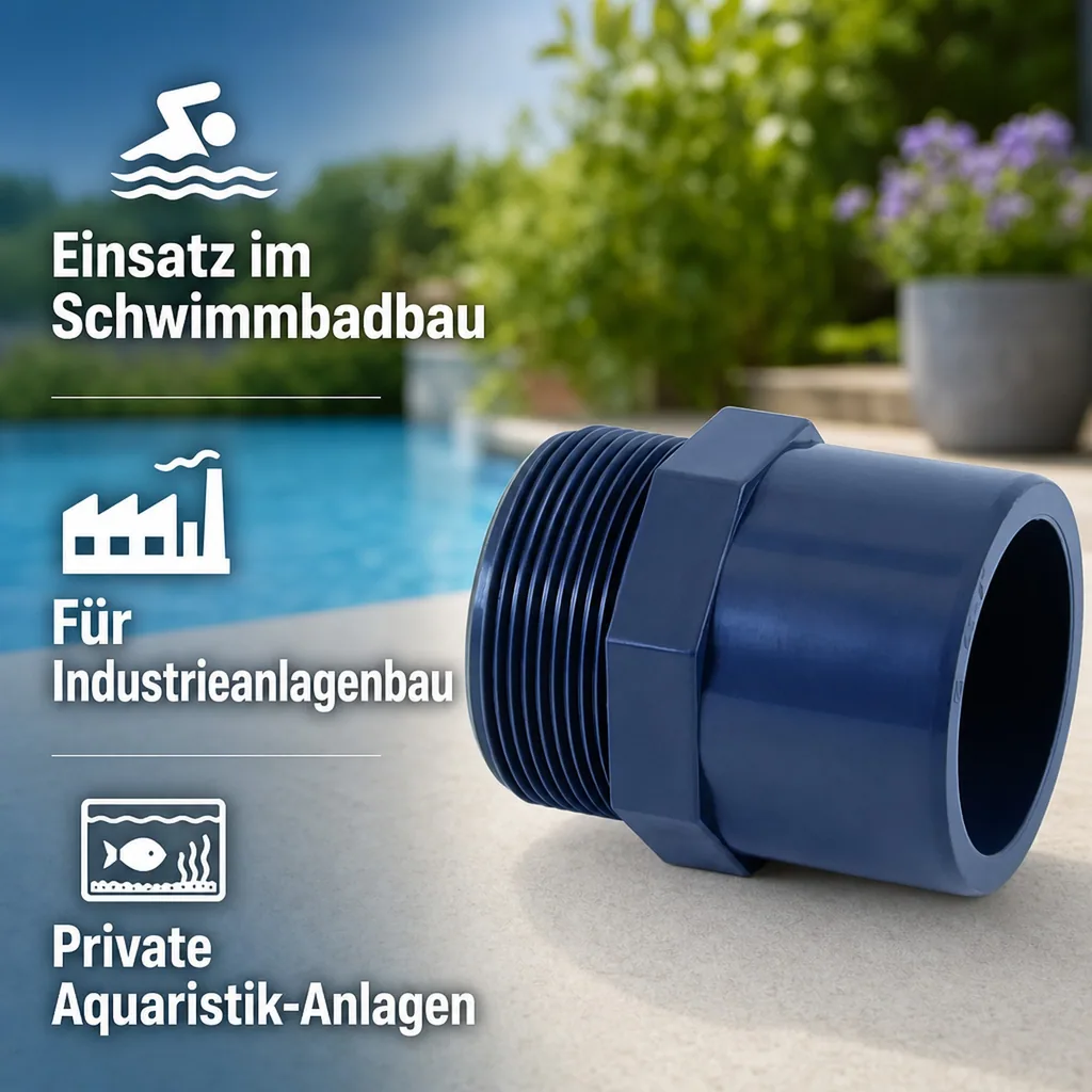 PVC Fittinge, Übergangsmuffe, AG 63-50mm x 1 1/2", PN10, Boni-Shop