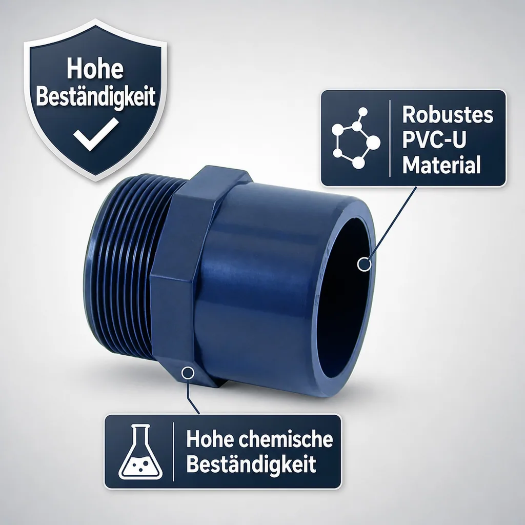 PVC Fittinge, Übergangsmuffe, AG 63-50mm x 1 1/2", PN10, Boni-Shop