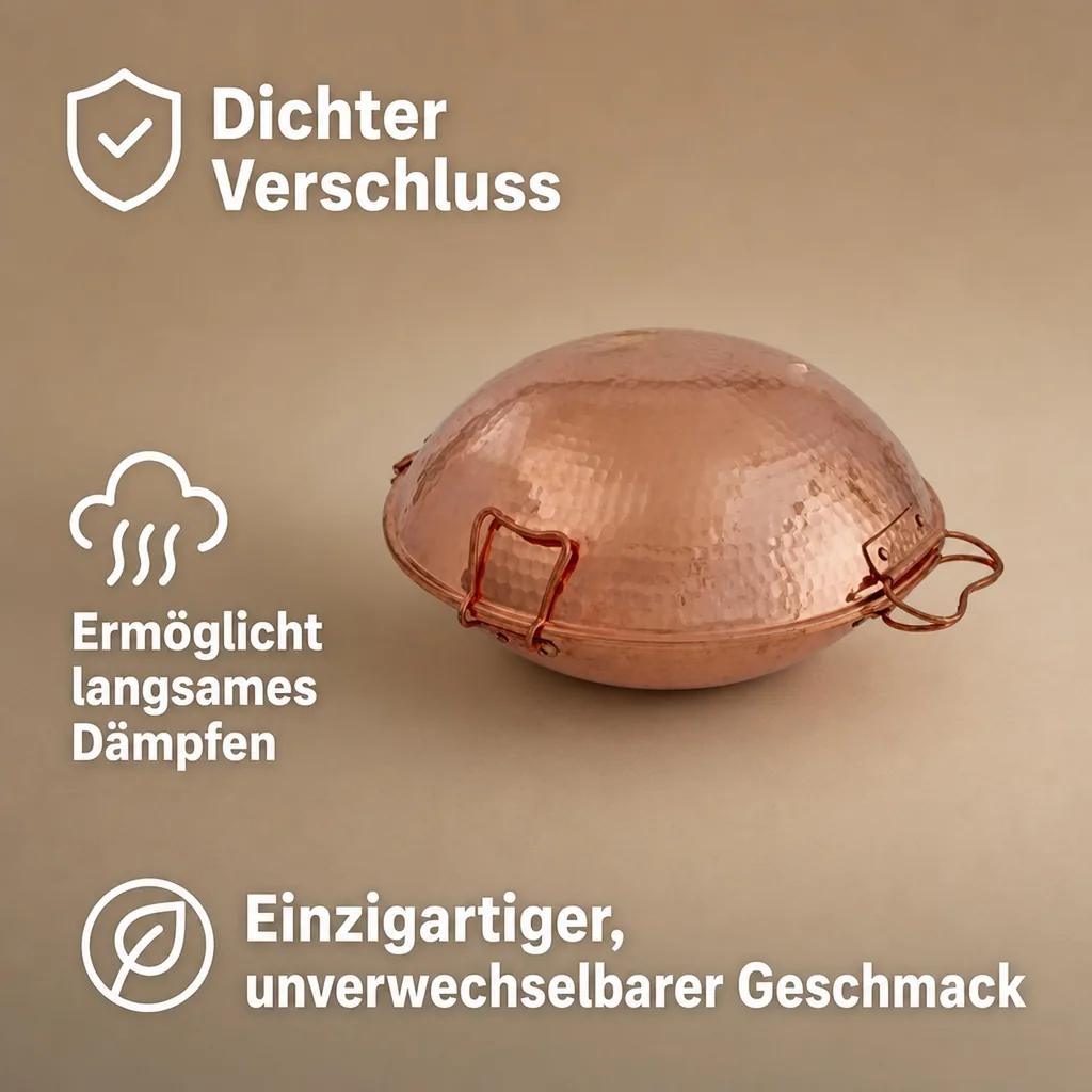 Cataplana - Kupfer, für die Zubereitung von Fisch, Fleisch und Meeresfrüchten, 33cm