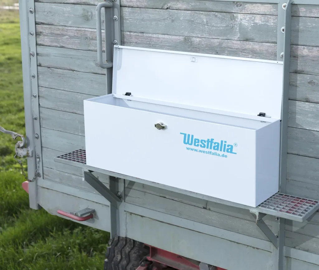 Staubox aus Metall mit Schlossvorrichtung