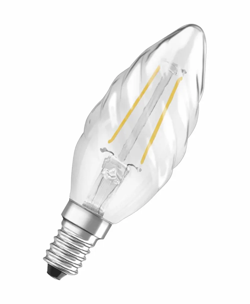 LED CLASSIC BW25 Filament Lampe in Kerzenfom gedreht mit 2,5 Watt, E14, warmweiß, klar