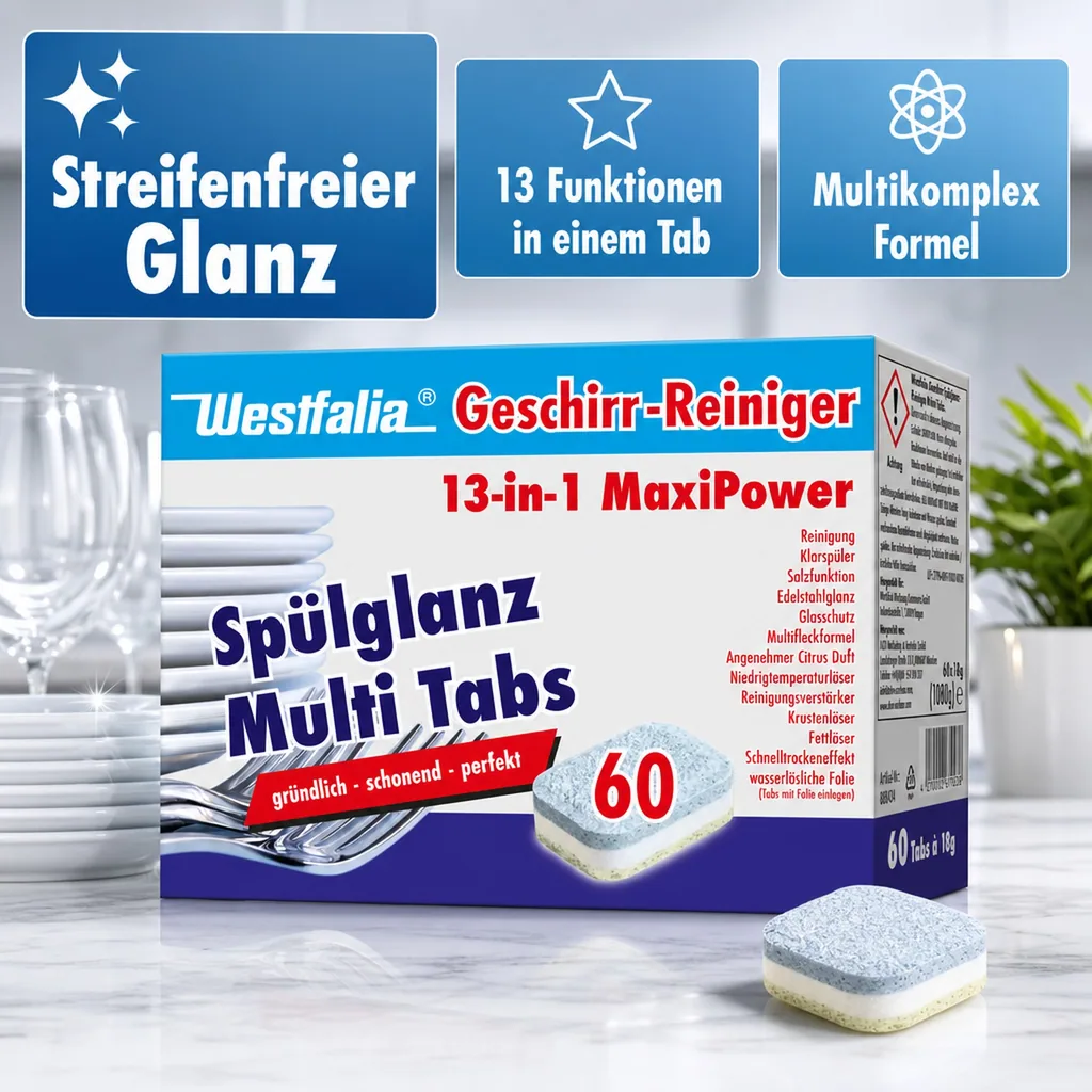 13 in 1 Multifunktions- Geschirrspültabs, 60 Stück