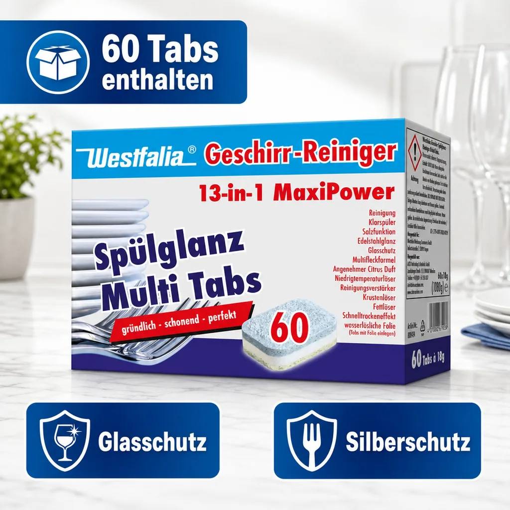 13 in 1 Multifunktions- Geschirrspültabs, 60 Stück