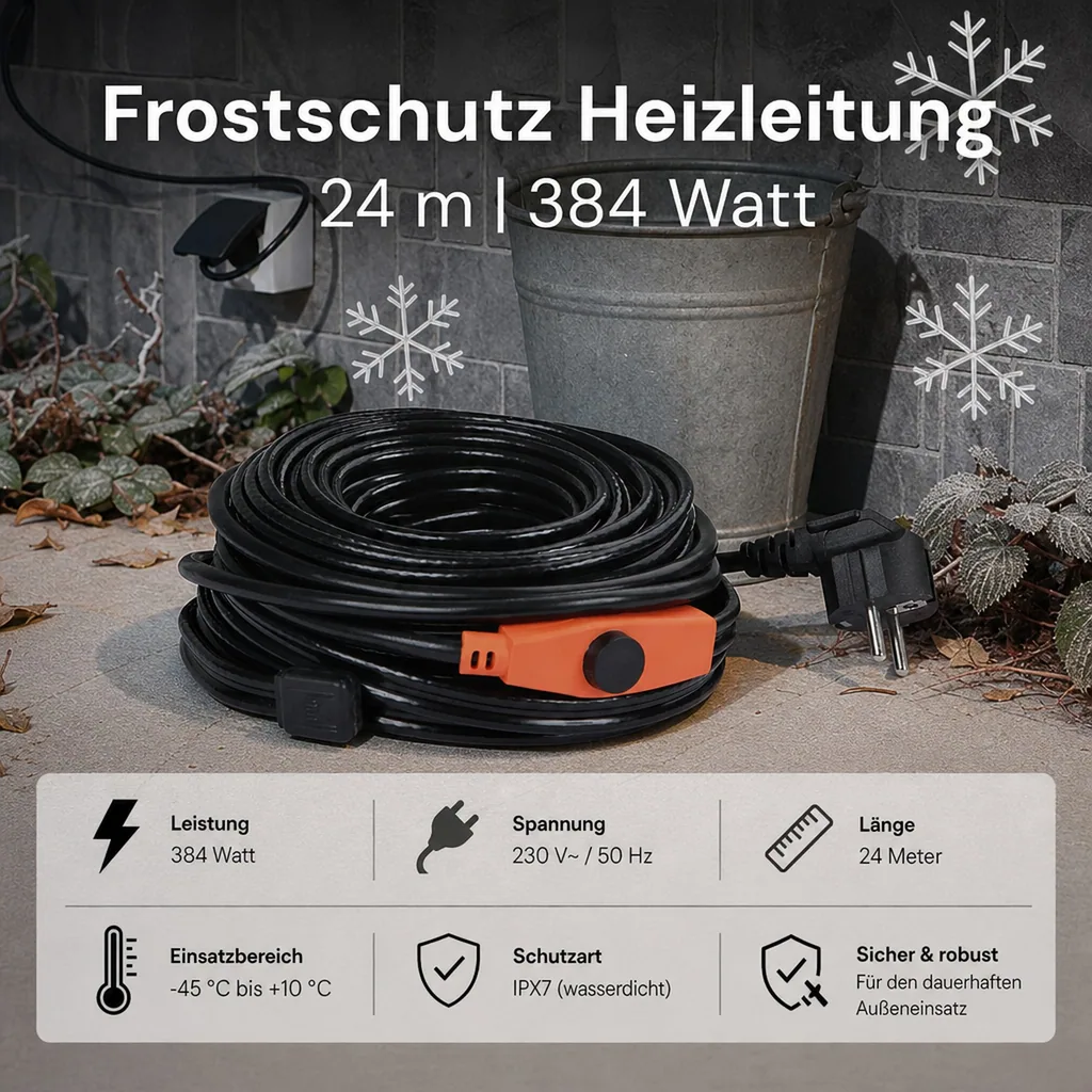 Frostschutz Heizleitung, 24 m, 384 Watt