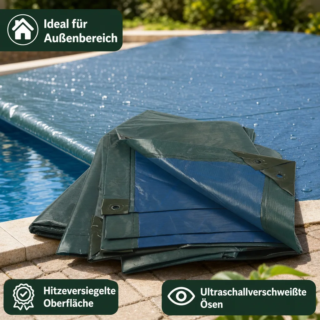 Abdeckplane, grün/blau, extrem stark 150 g/ m²,4 x 6 m