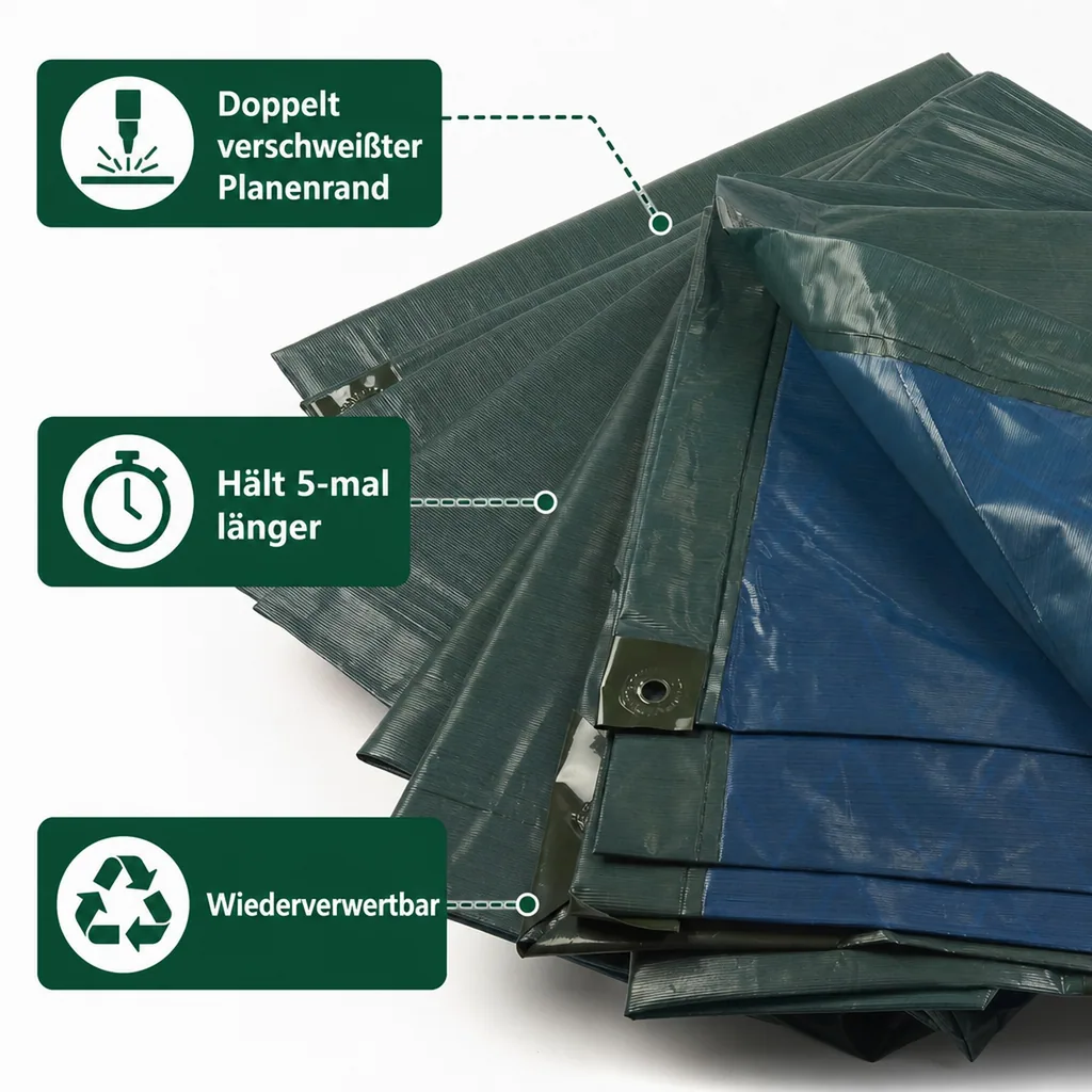 Abdeckplane, grün/blau, extrem stark 150 g/ m²,4 x 6 m