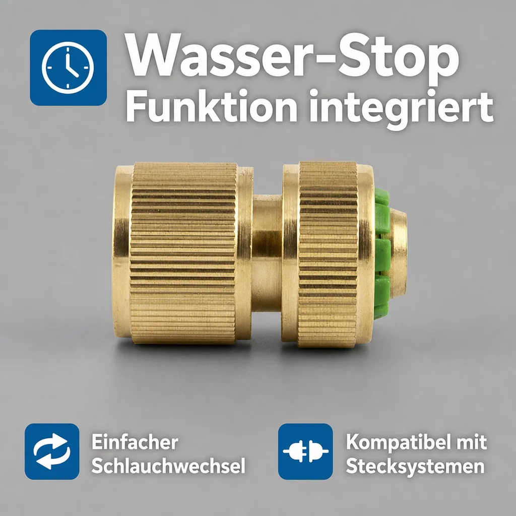 MS Stecksystem Schlauchstück 3/4" mit Wasser-Stop Funktion