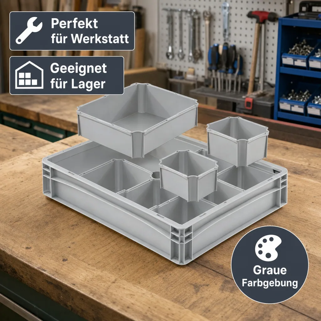 Eurobox Einsatzkasten grau 1/2 quer