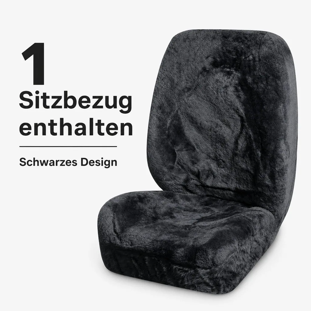 Lammfell Autositzbezug, Schwarz