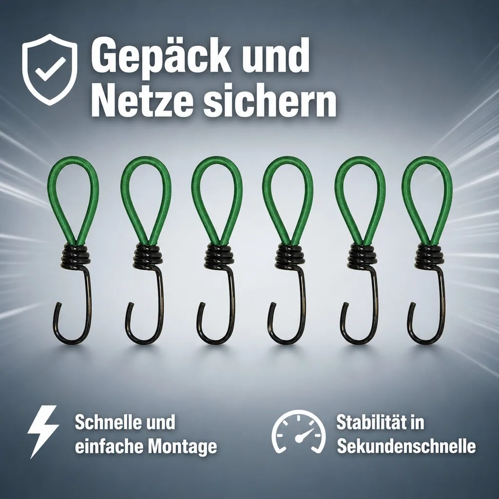 Gummispanner für Ladenetze, Planen u. zur Gepäcksicherung, 6 Stück