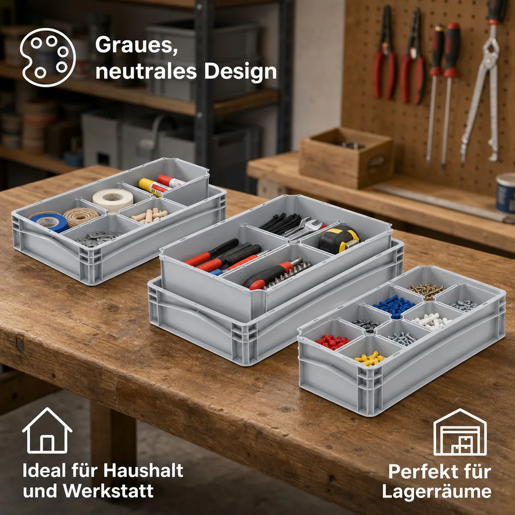 Eurobox Einsatzkasten grau 1/4 gekreuzt