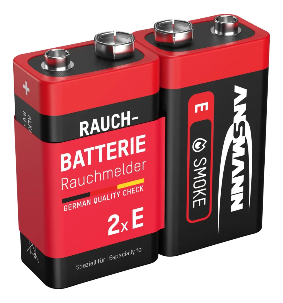Alkaline 9 Volt Block Rauchmelderbatterie, 2 Stück