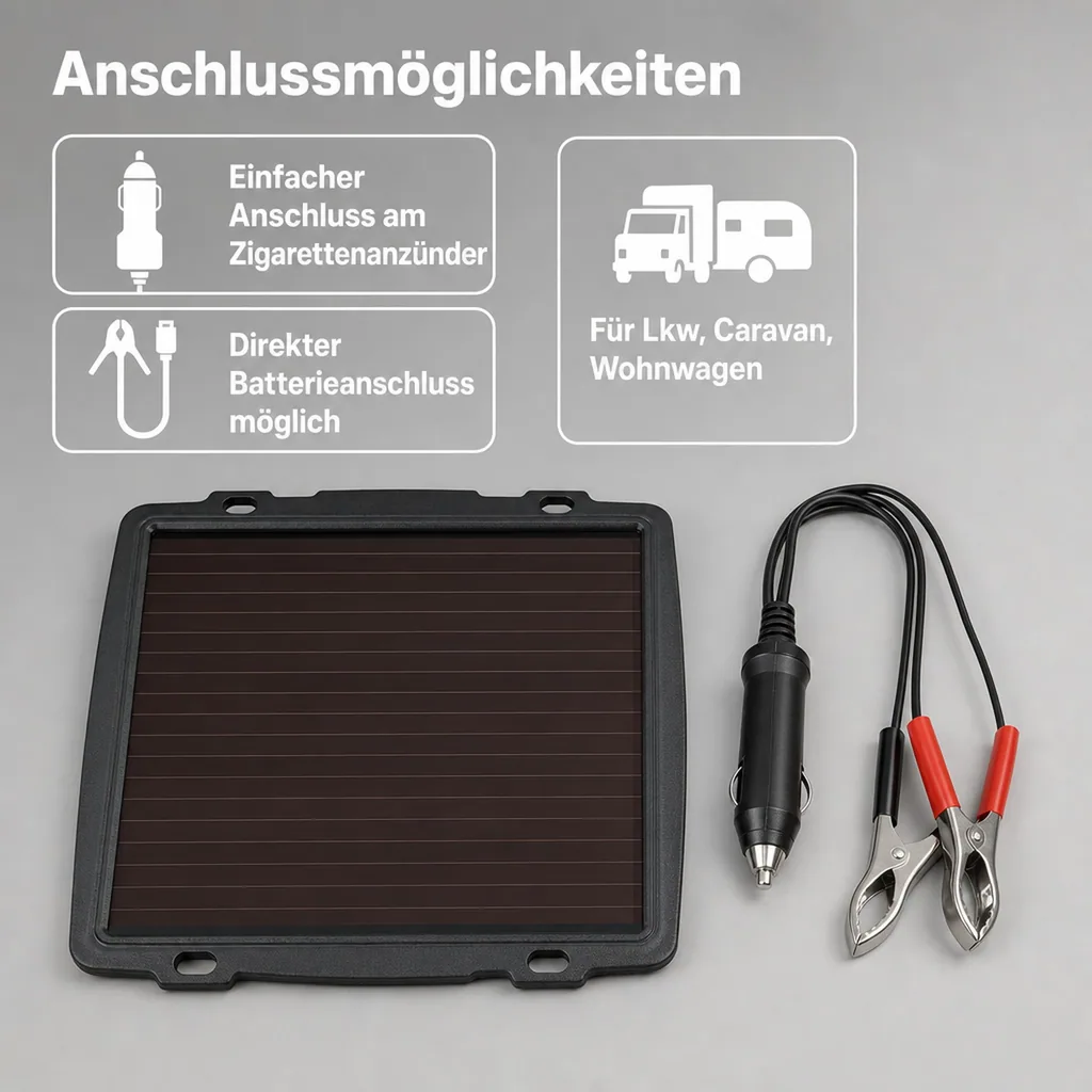 4,5 Watt Mobiles Solarpanel zur Erhaltungsladung