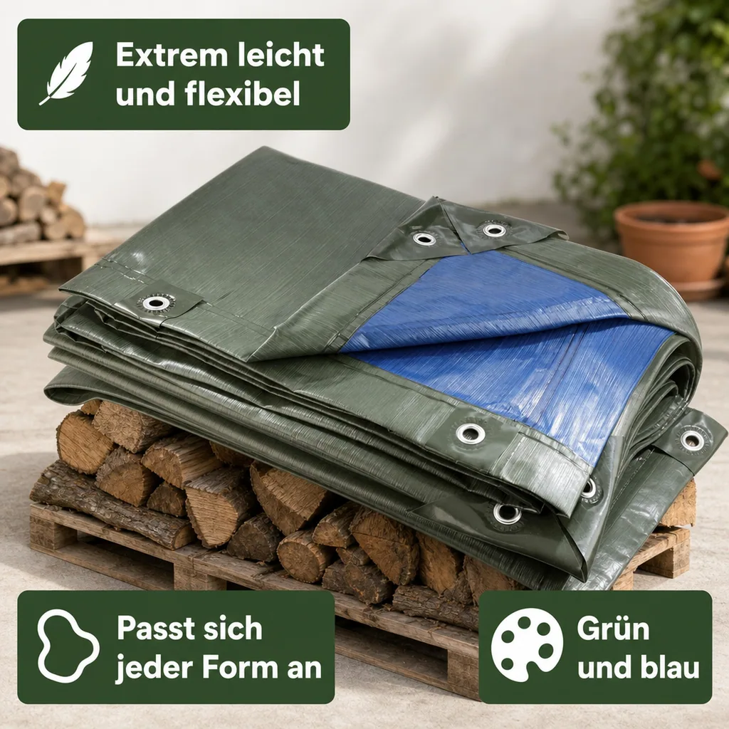 Abdeckplane, grün/blau, super stark 250 g/ m²,2 x 3 m