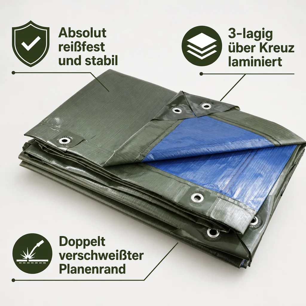Abdeckplane, grün/blau, super stark 250 g/ m²,2 x 3 m